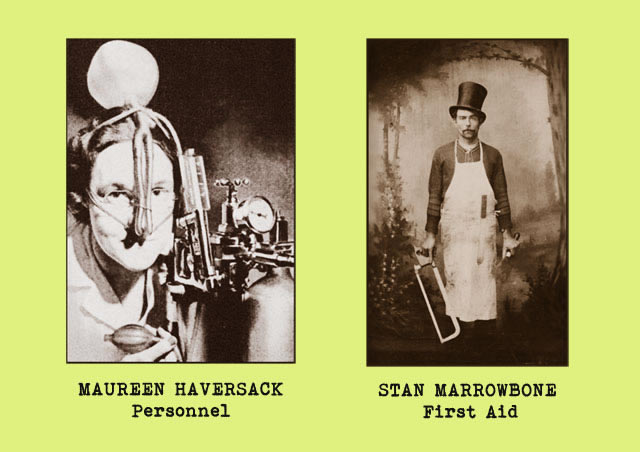 Portrait photgraphs of office staff members - Maureen Haversack (personnel) and Stan Marrowbone (first aid)